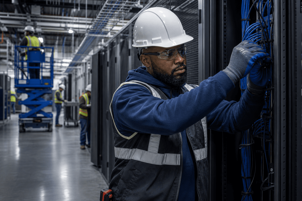 Data center construction site driving skilled trades hiring demand in Indiana